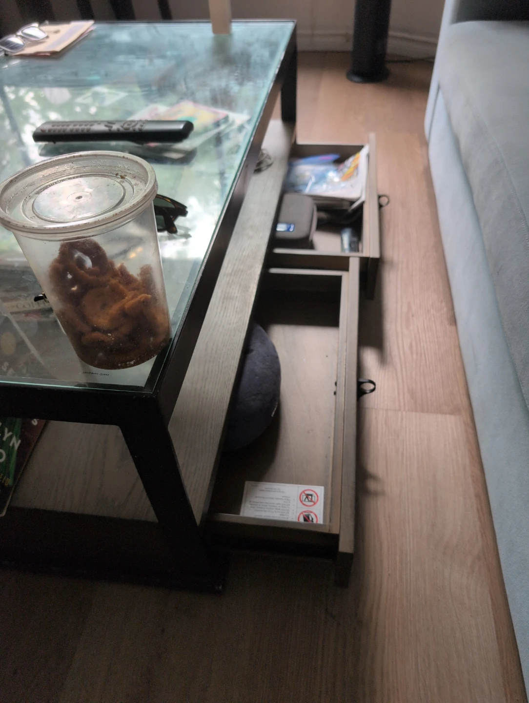 Glass Top Coffee Table with Storage Drawers