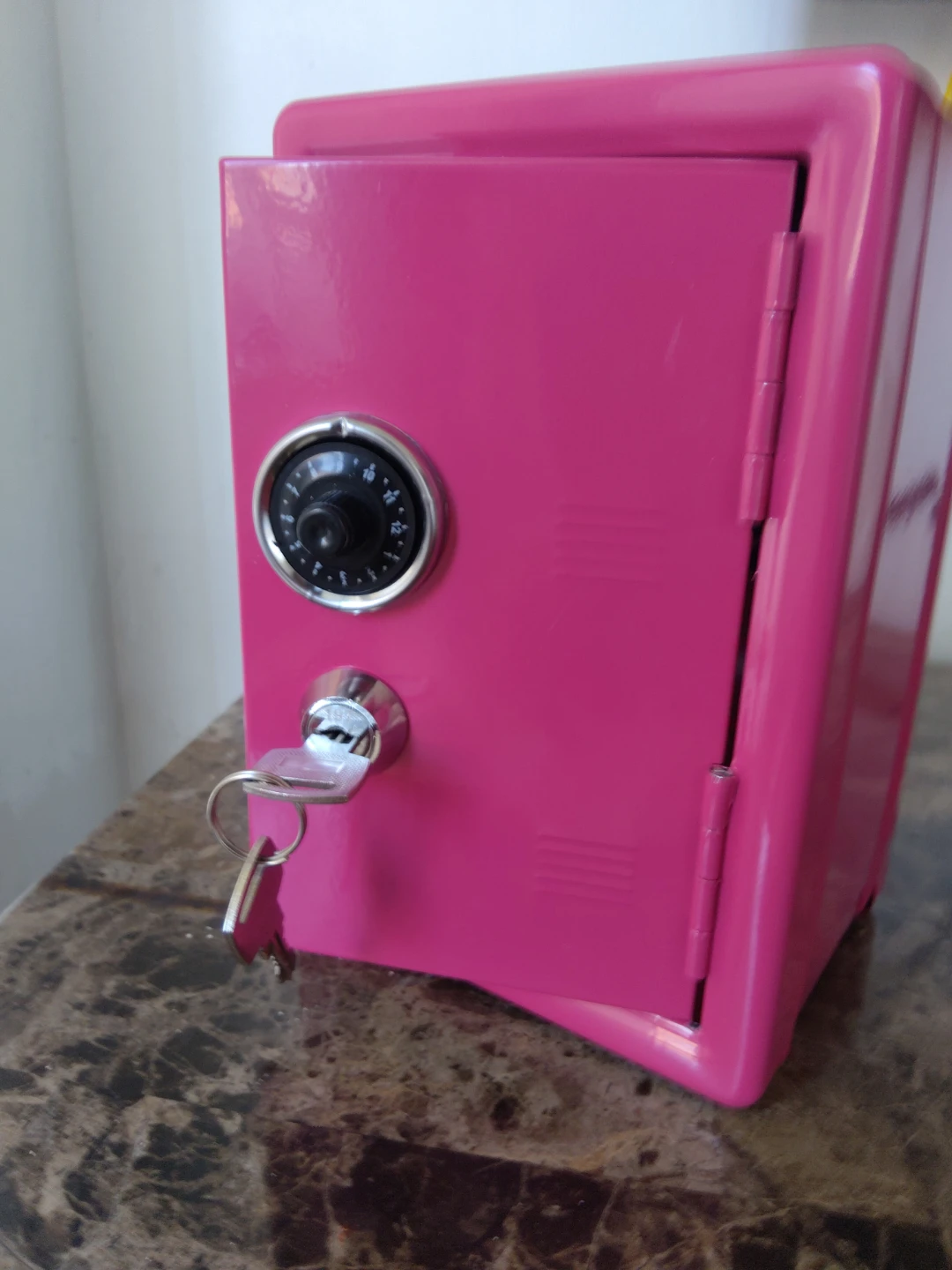 Pink Metal Coin Bank Safe with Keys - photo 2