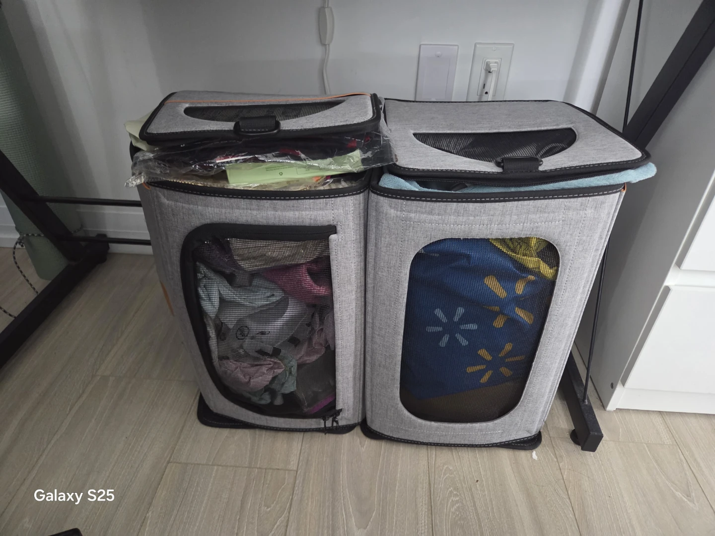 Dog carry bag- Set of 2 Grey Fabric with Mesh Windows