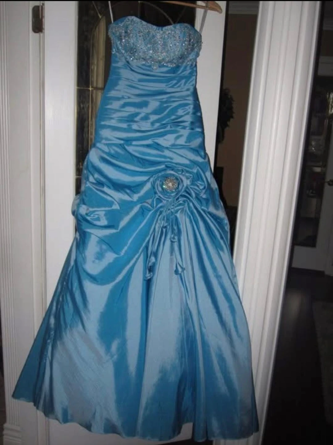 Blue Prom Dress with Sparkly Bodice
