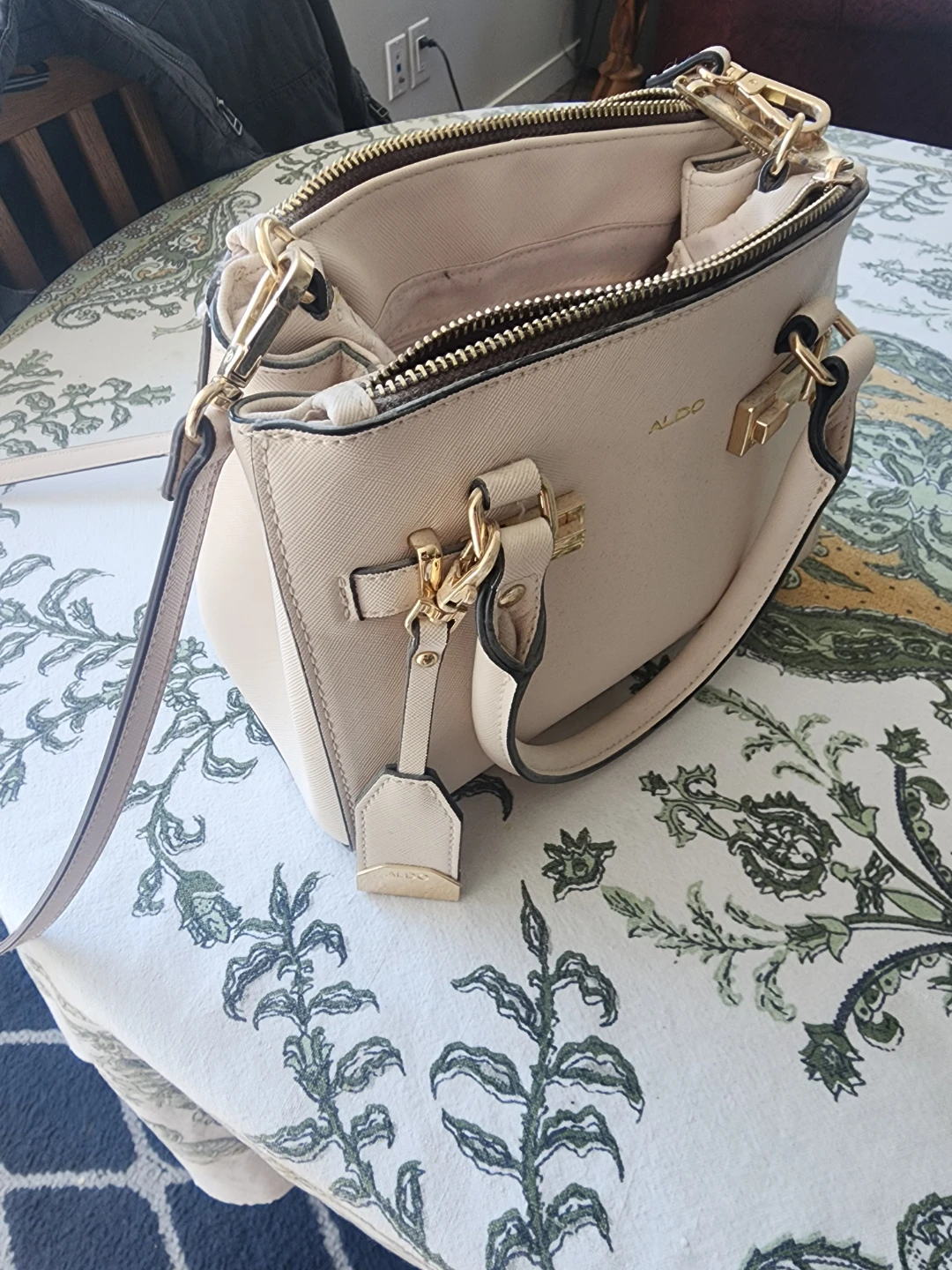 ALDO Cream Satchel Handbag - photo 3