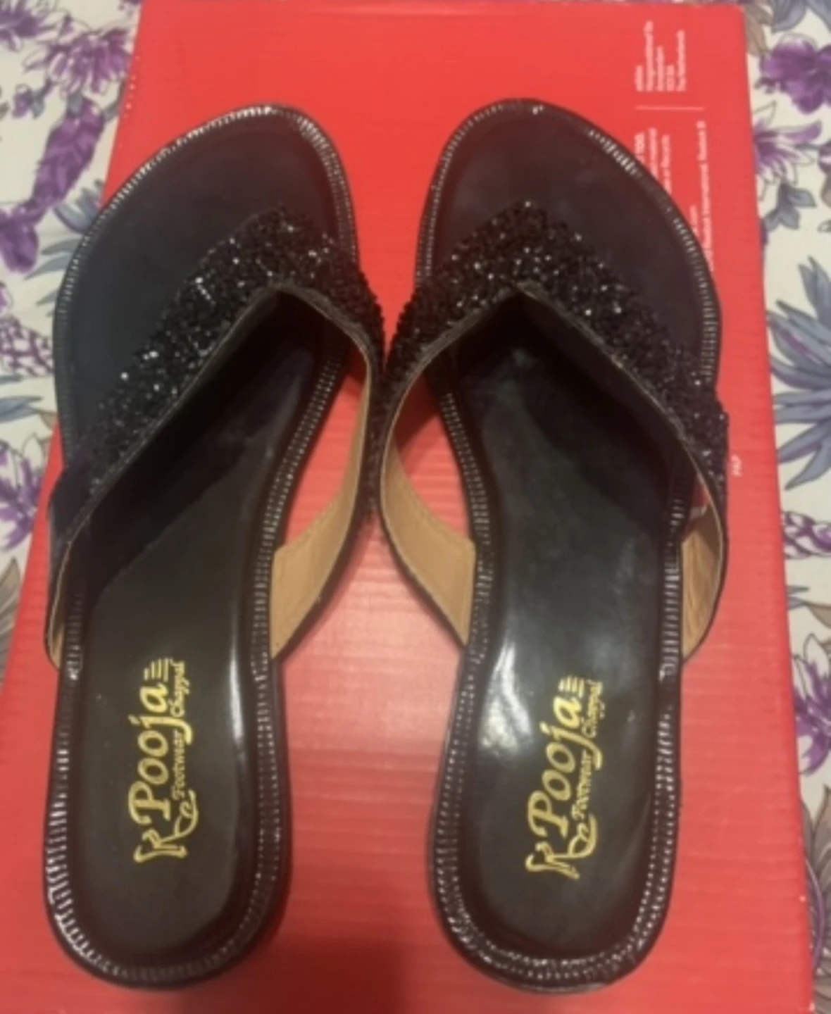 Black embellished flat sandals - photo 2