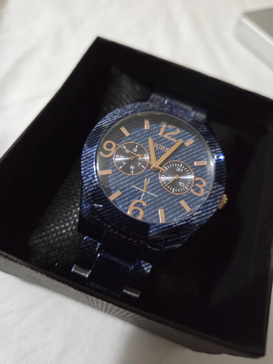 Guess Men's Watch Blue Denim Dial