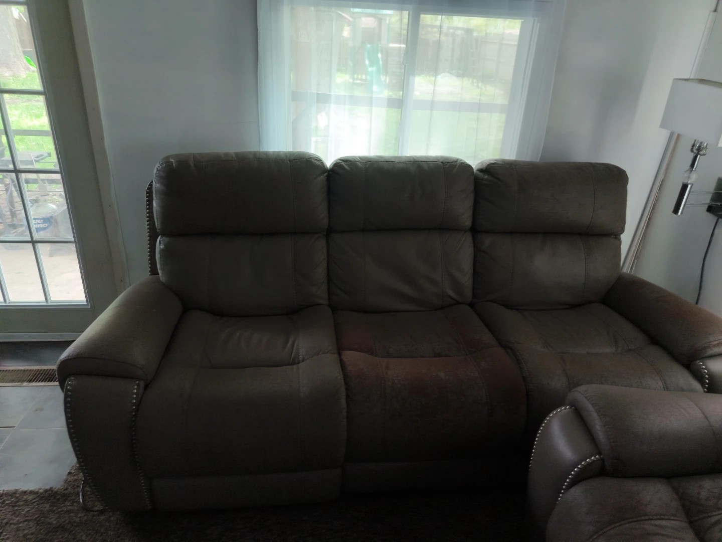 Brown Leather Reclining Sofa and Loveseat Set - photo 2