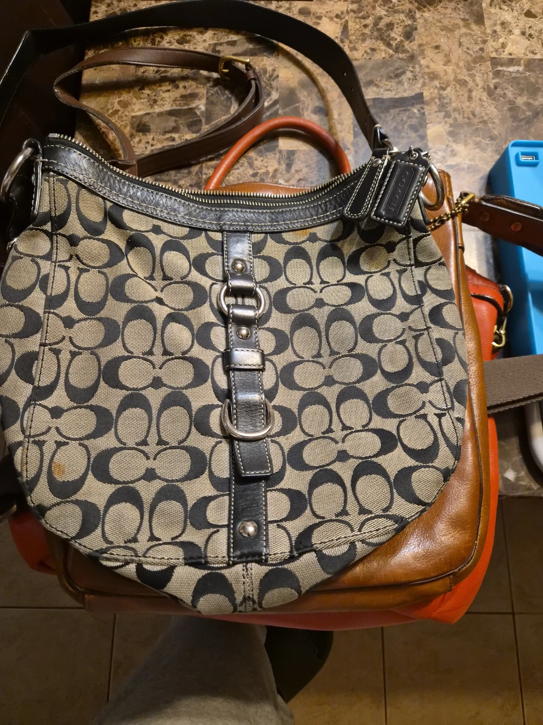 Coach Leather and Signature Canvas Shoulder Bag