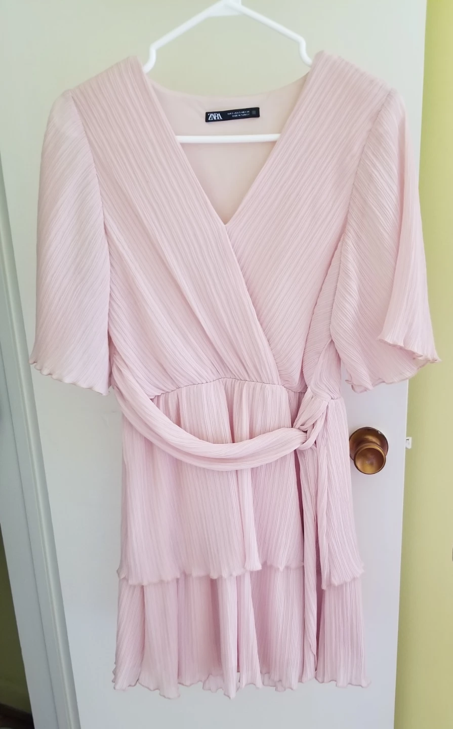 ZARA Peach Pleated Dress Size S