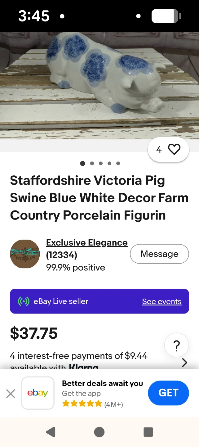Staffordshire Victoria Pig Blue White Porcelain Figurn - photo 3