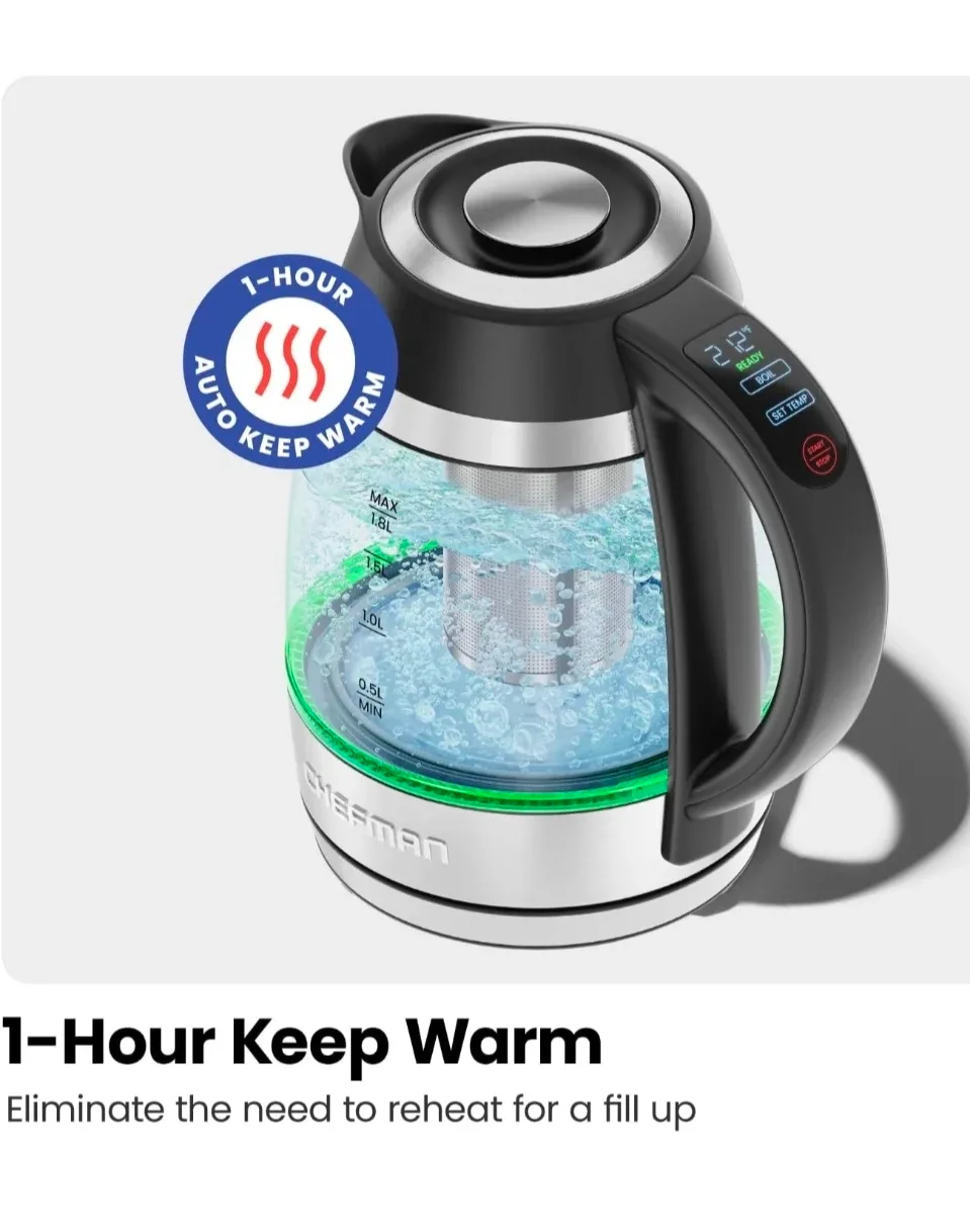 Chefman Electric Glass Kettle 1.8L - photo 3
