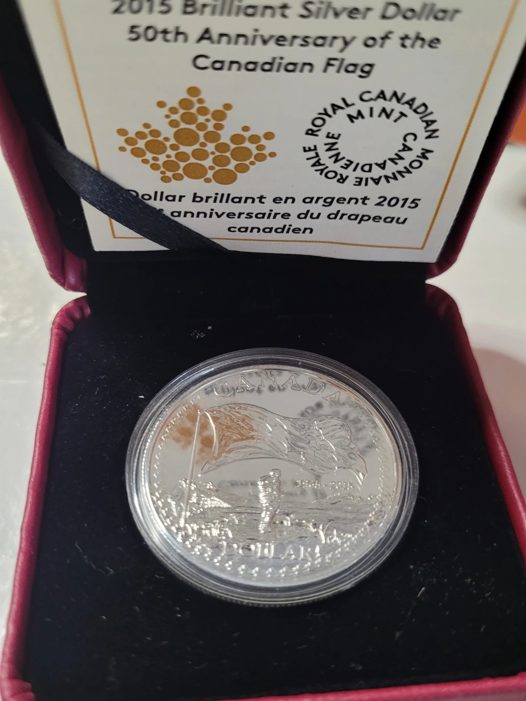2015 Canadian Flag 50th Anniversary Silver Dollar Coin