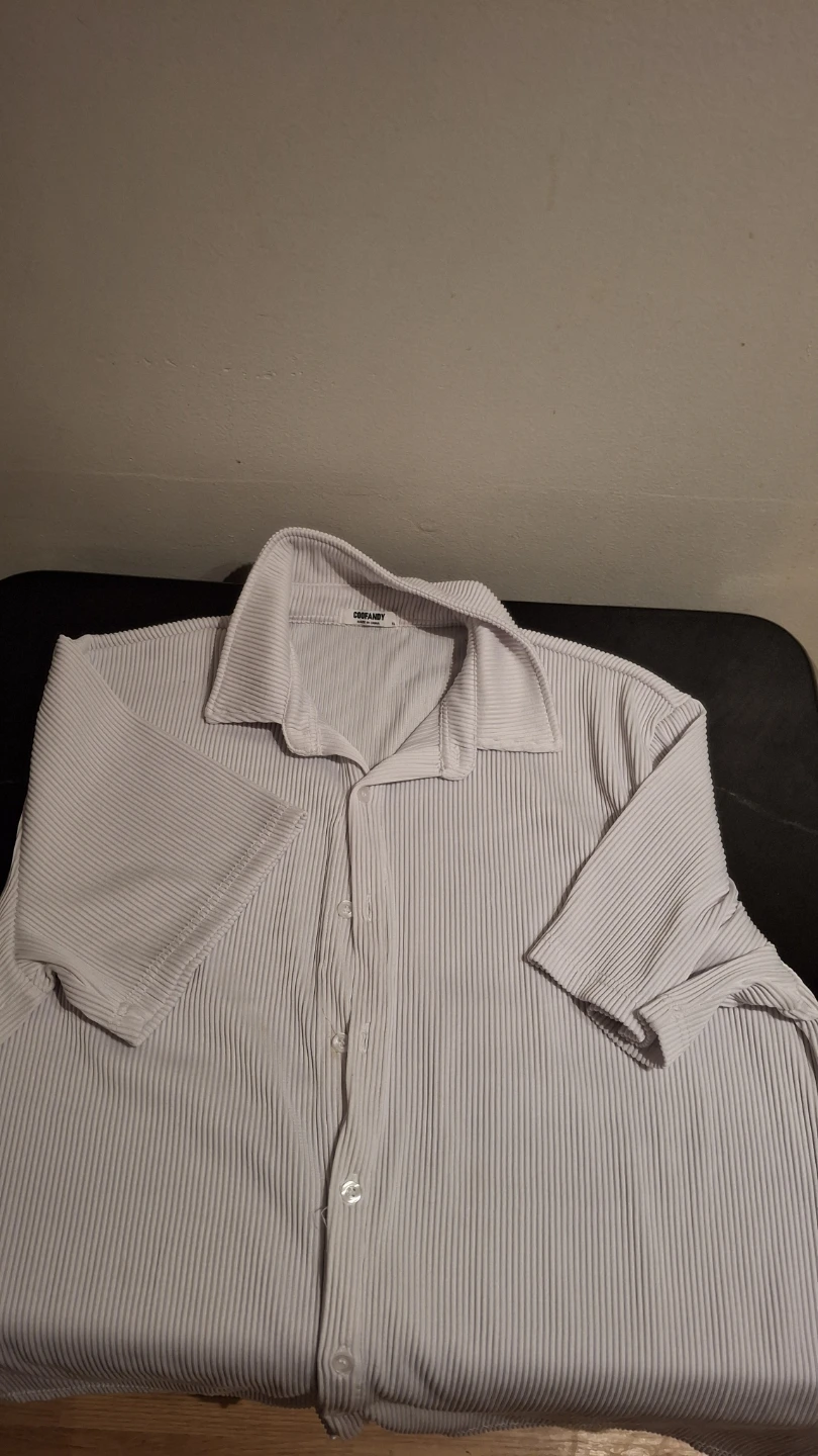COOFANDY Pleated Button-Up Shirt XL