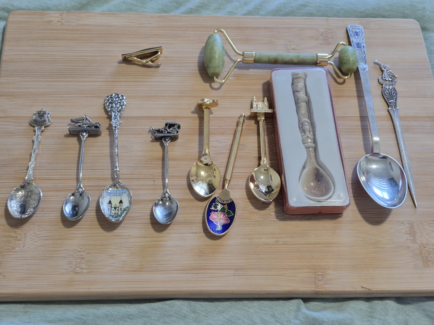 Set of 9 Souvenir Spoons and Decorative Spoon