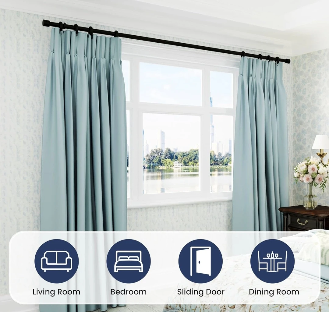 Matte Black Telescoping Curtain Rod 28"-90" Adjustable - photo 2