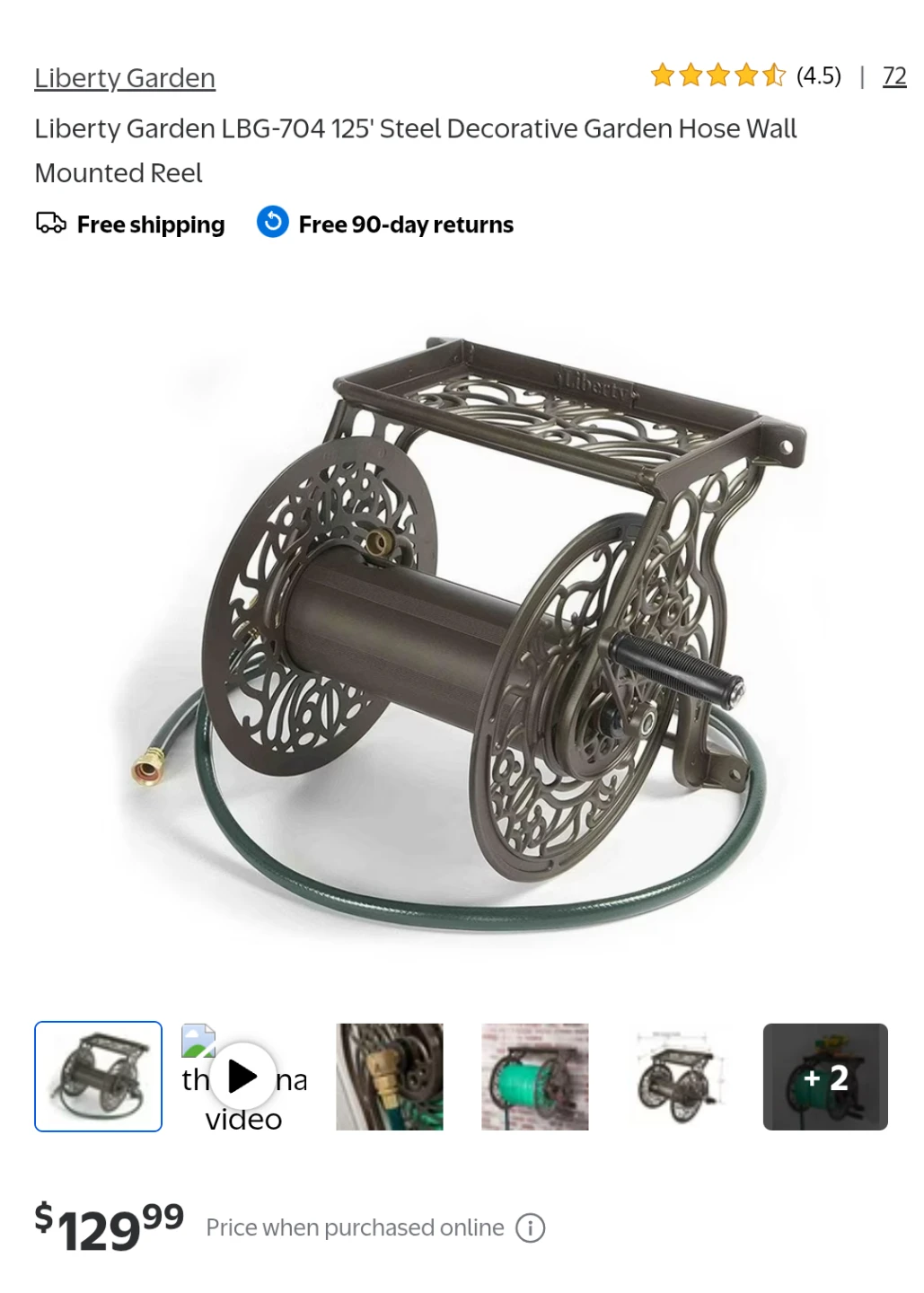 Liberty Garden Decorative Hose Wall Mounted Reel LBG-704 - photo 2