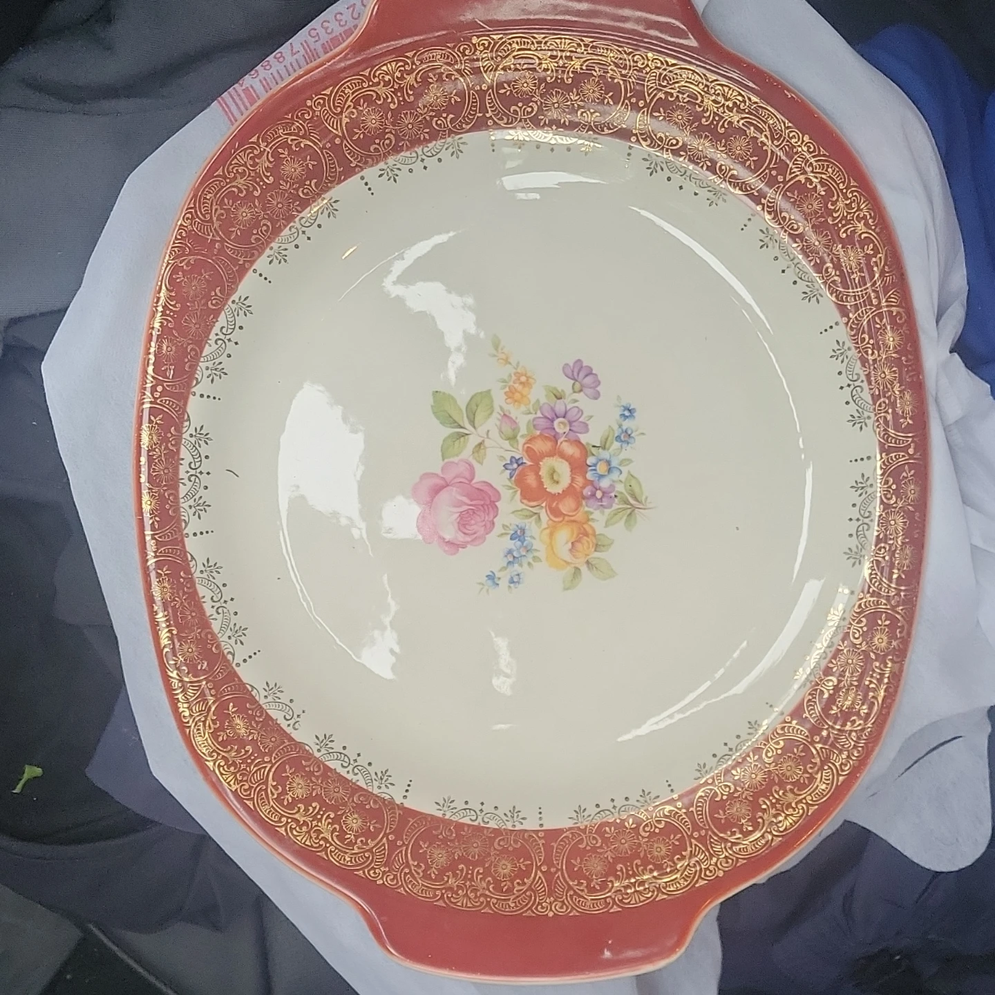 Vintage Serving Platter with Floral Design - photo 2