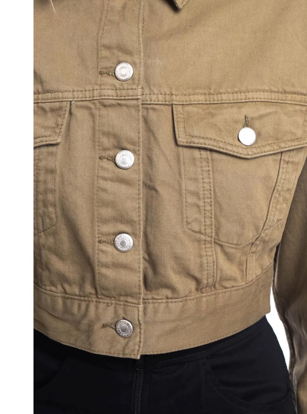 Topshop Women's Green Denim Jacket Size M - photo 3