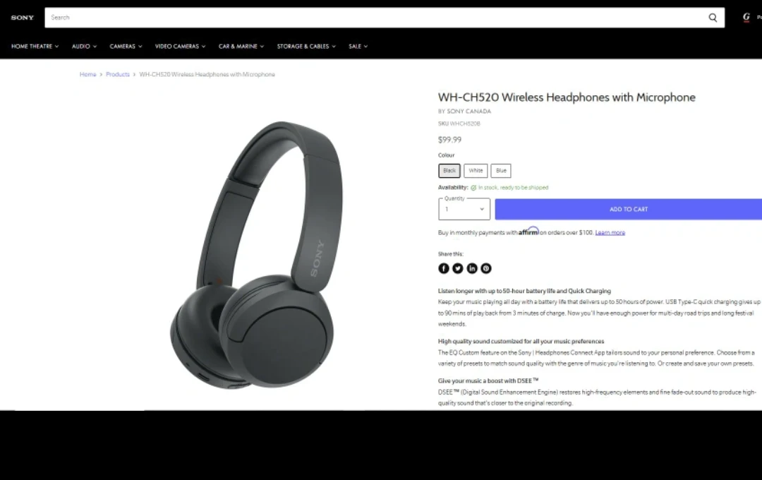 Sony WH-CH520 Wireless Headphones with Microphone - Black - photo 2