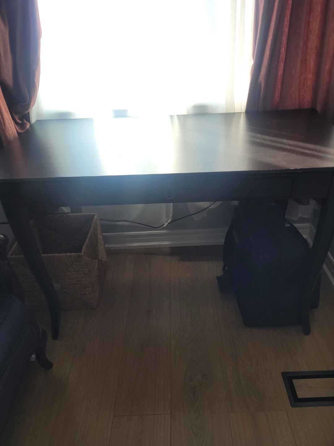 Dark Wood Desk with Drawer - photo 2