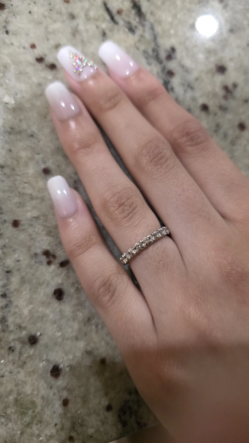 14k white gold diamond wedding band - photo 5