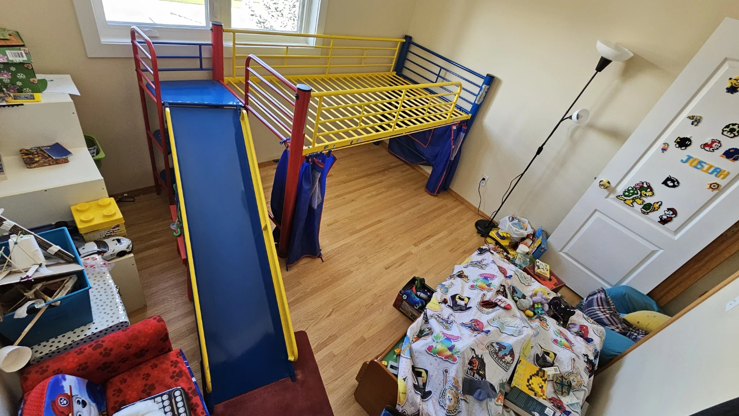 Bunk Bed Frame with Fun Slide and Ladder