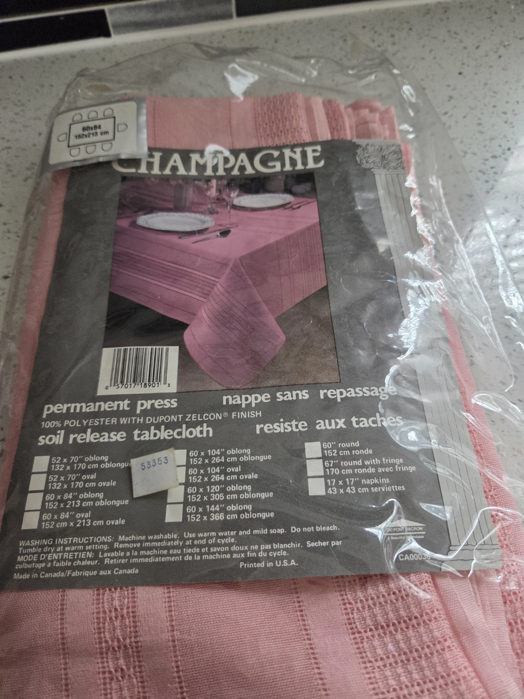 Champagne 60x84" Soil Release Tablecloth