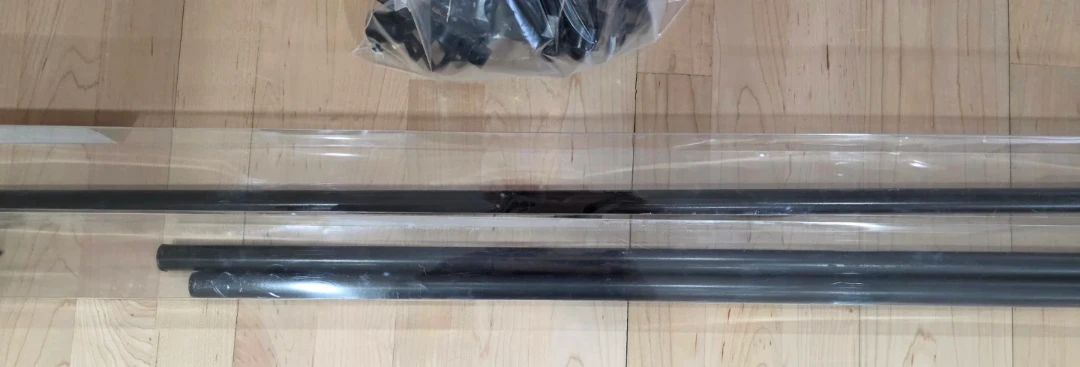 Black curtain rod with ends and brackets - photo 4