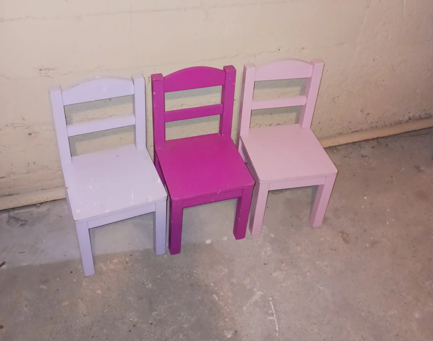 Set of 3 Kids' Wooden Chairs - Purple, Pink, Lavender