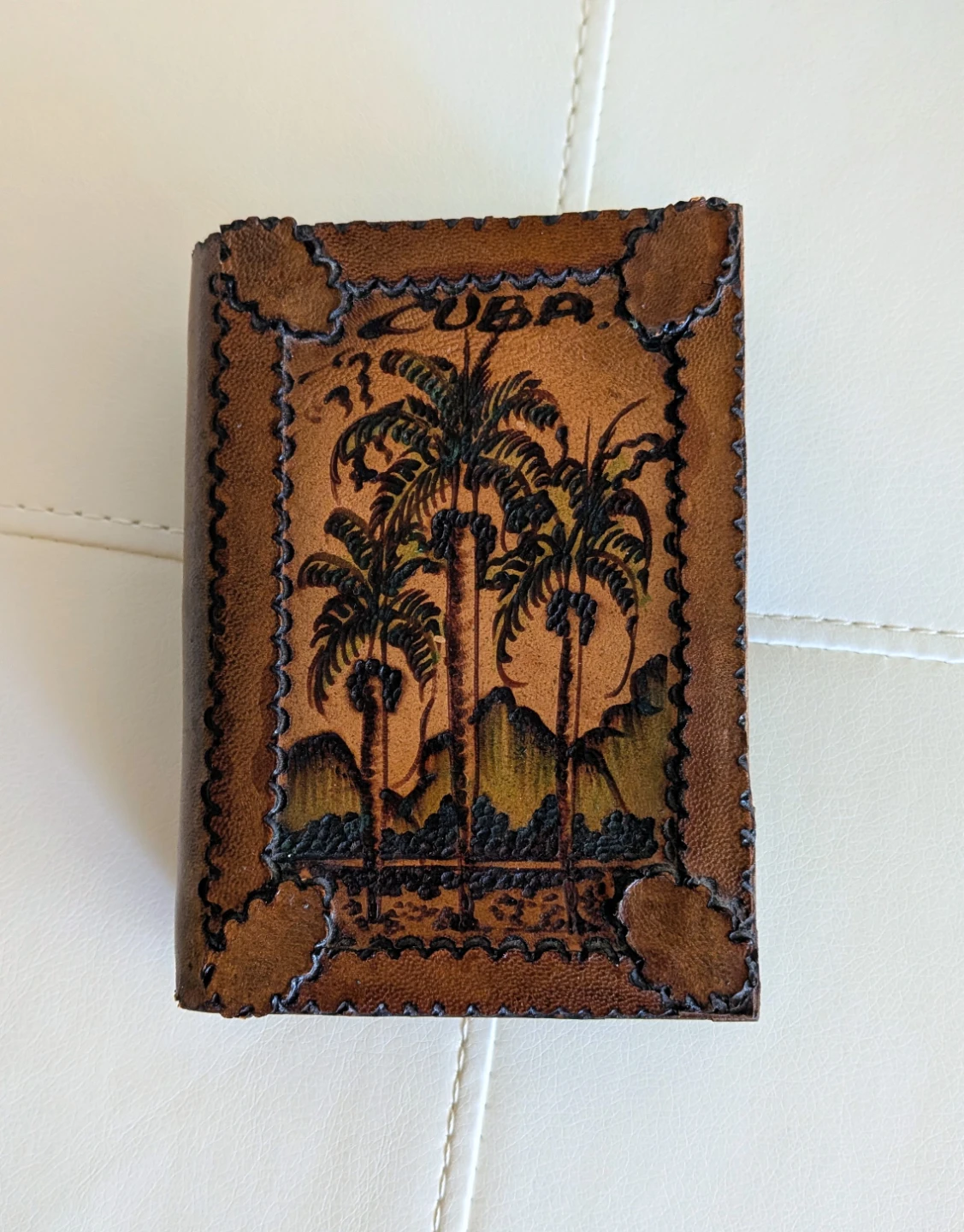 Decorative Wooden Trinket Box with "CUBA" Embossing