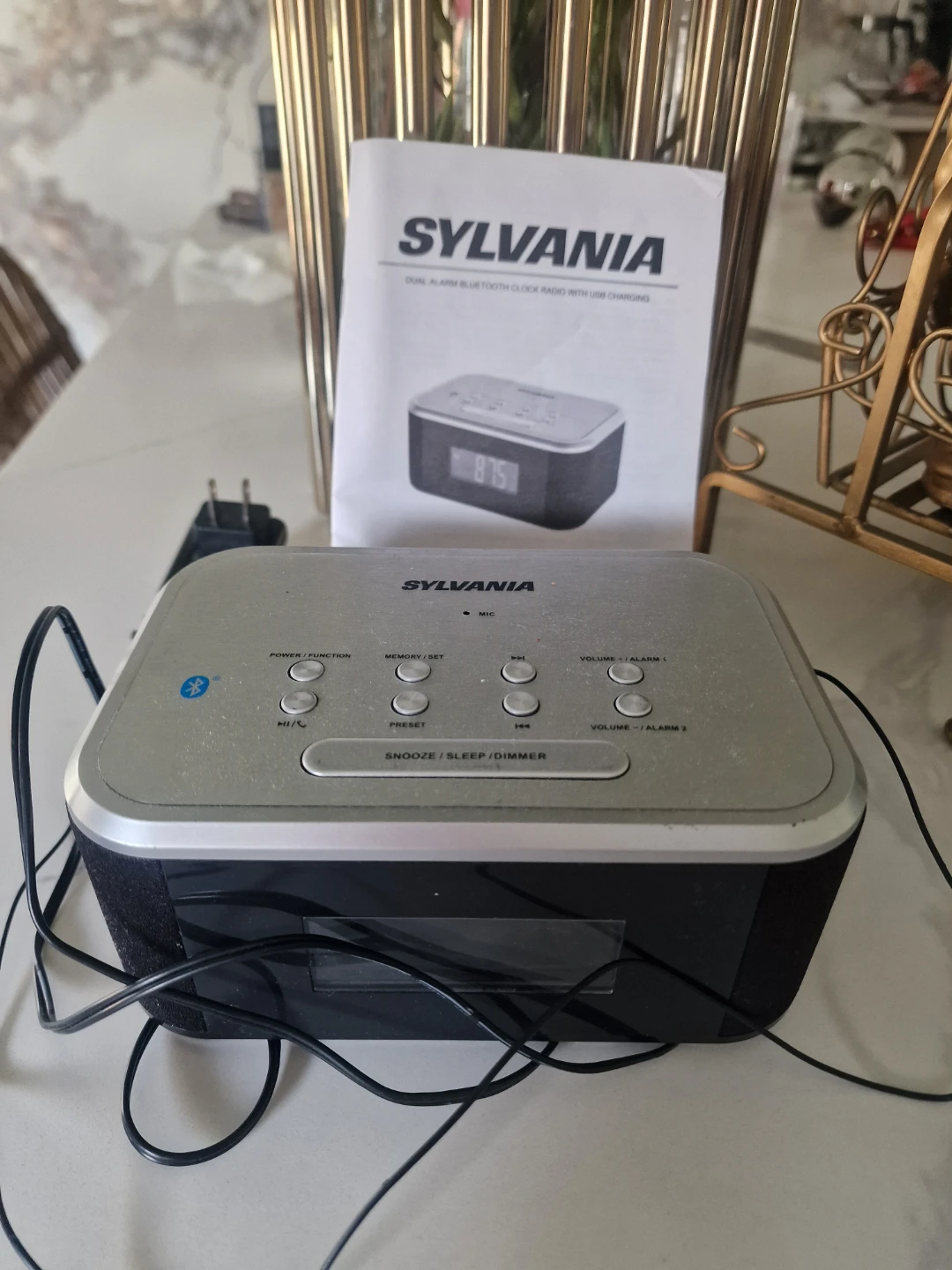 Sylvania Dual Alarm Bluetooth Clock Radio with USB Charging