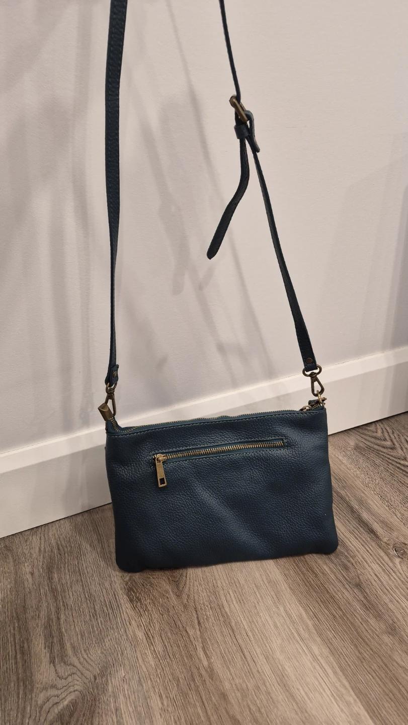 Teal Woven Leather Crossbody Bag