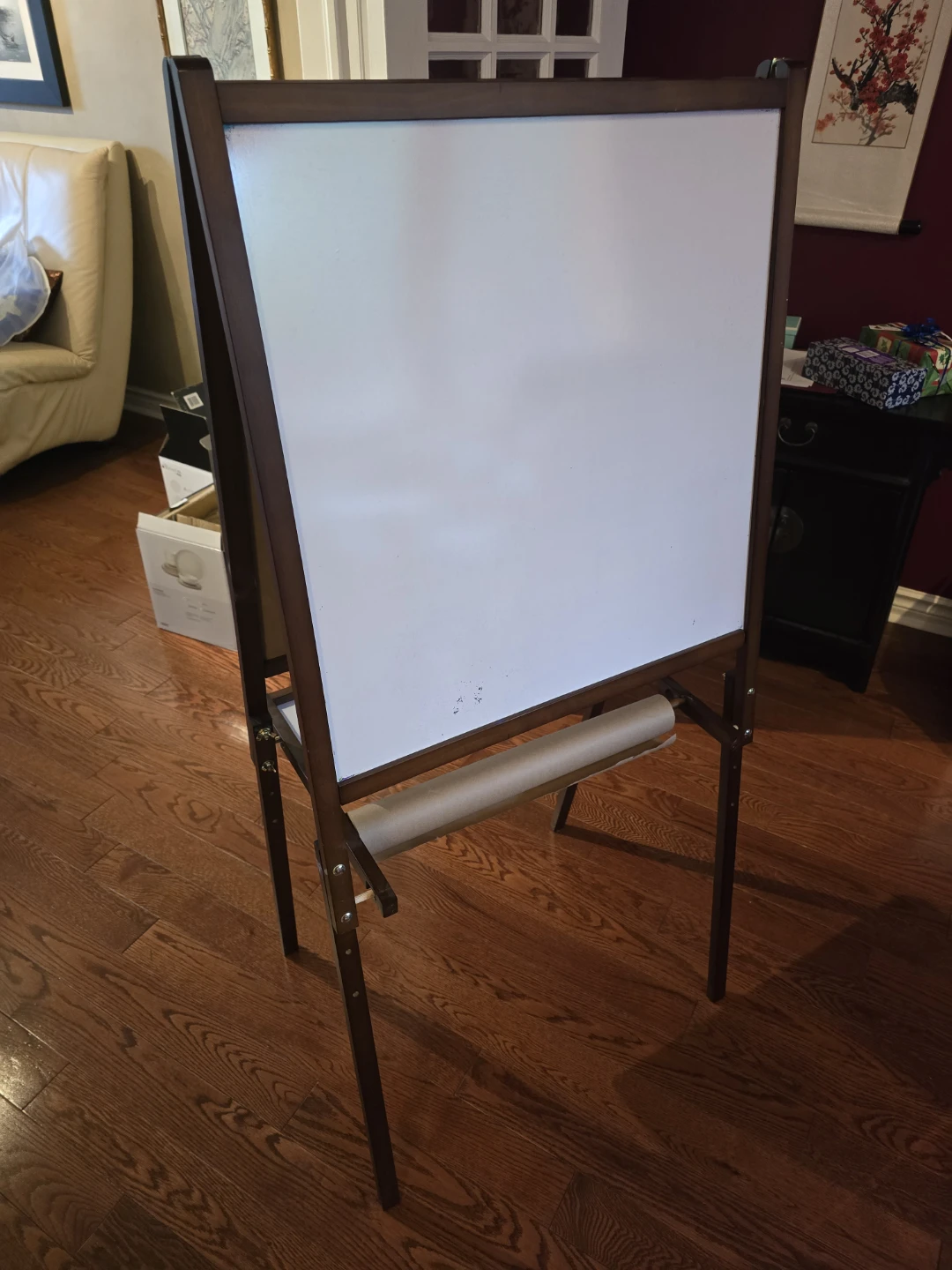 Wooden Easel with Whiteboard and Chalkboard