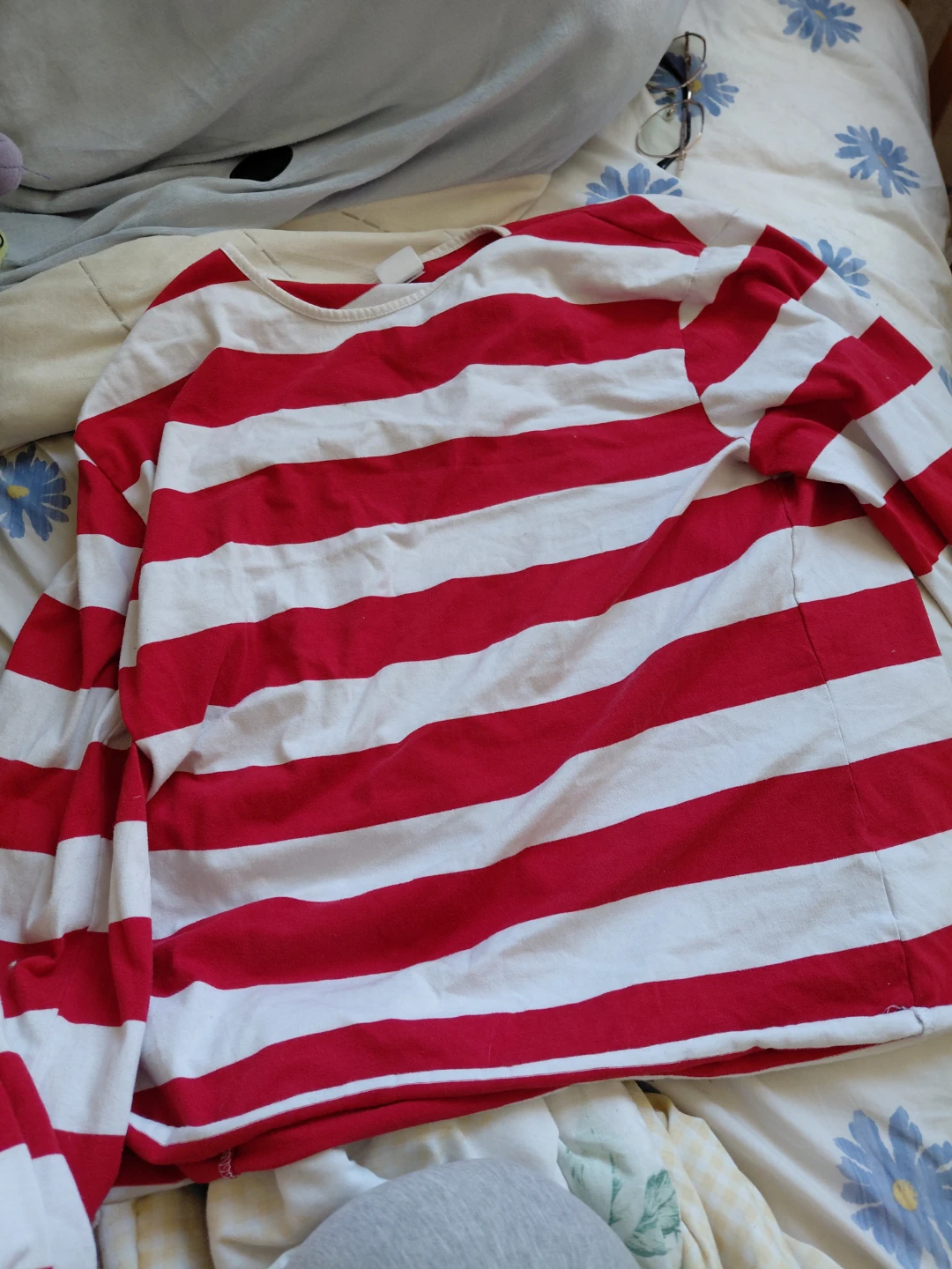 Red and white striped waldo shirt