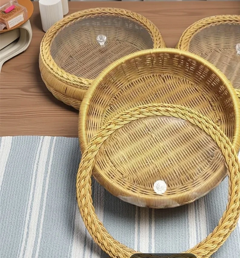 Woven Trays with plastic Glass Lids (Set of 2) - photo 3
