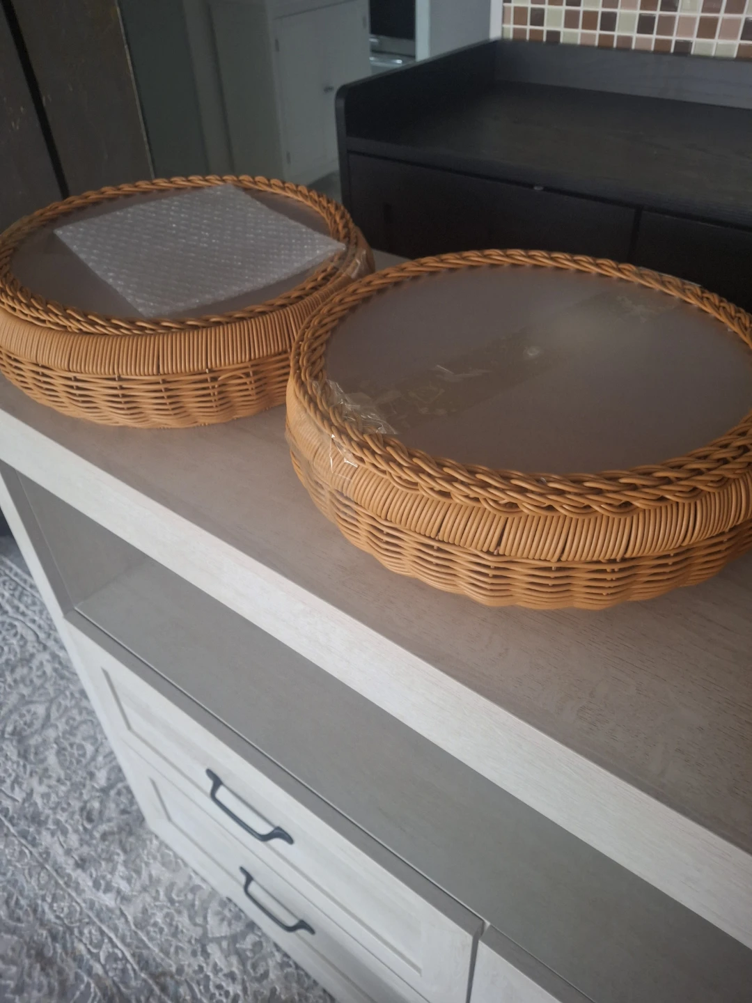 Woven Trays with plastic Glass Lids (Set of 2) - photo 4