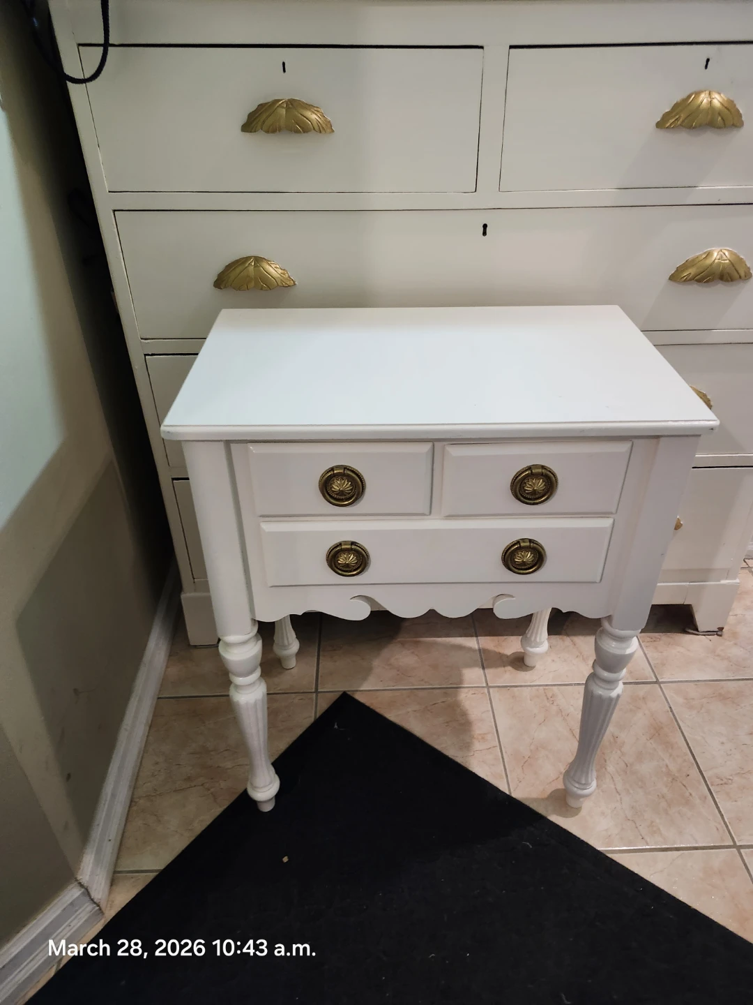Cream & Gold accents bedside table