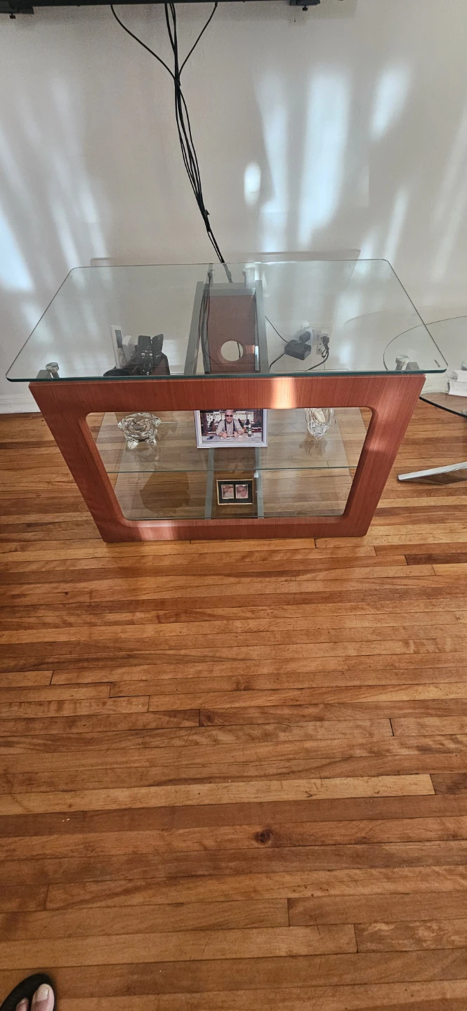 Glass Top Accent Table with Wood Frame