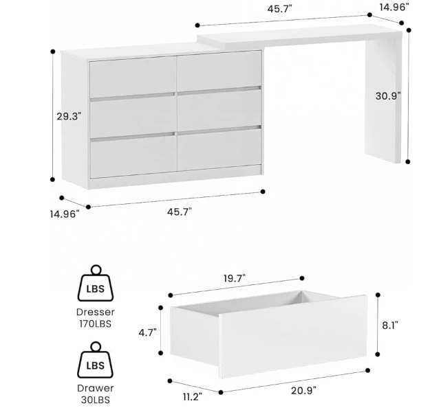 6-Drawer with Extendable Table - pickup only - photo 2