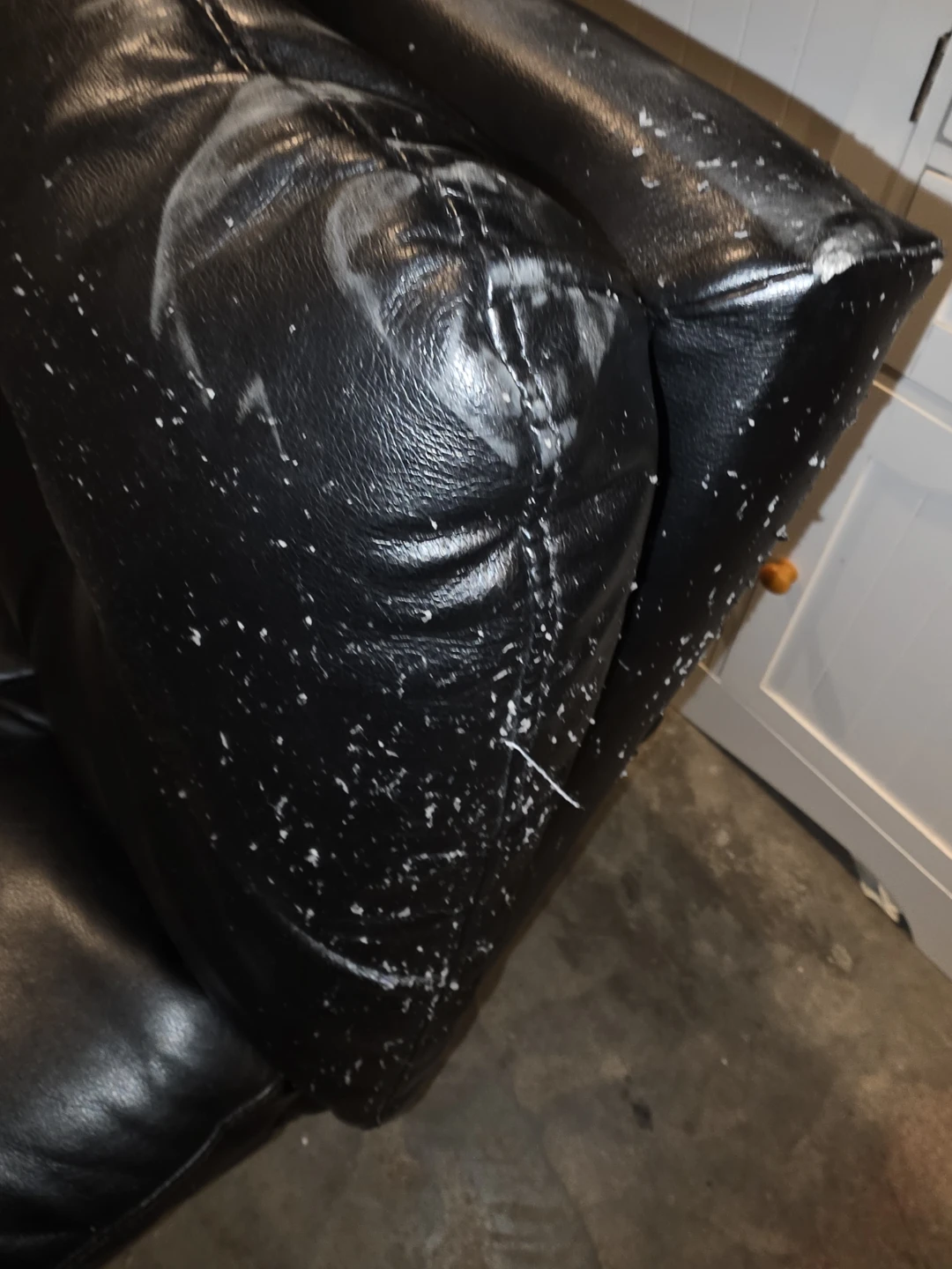 Black Faux Leather Couch - photo 2