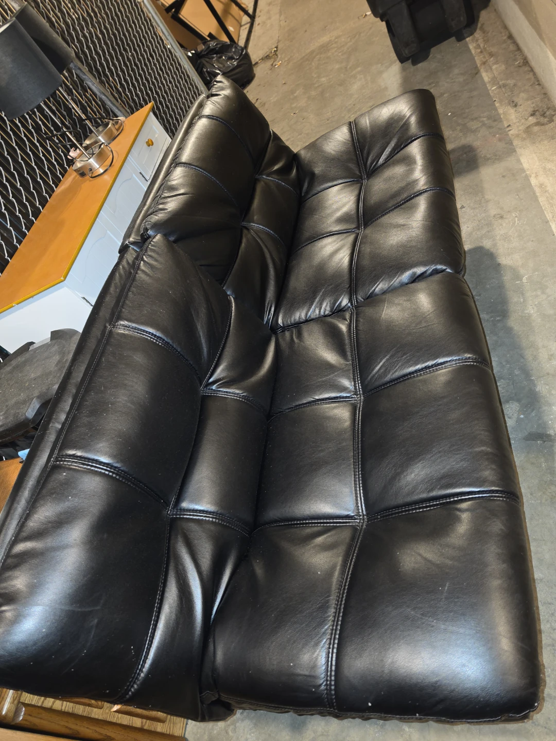 Black Faux Leather Couch - photo 3