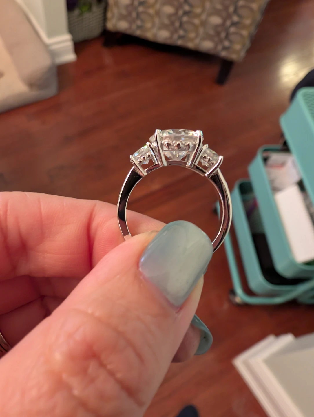 5ct Three Stone Moissanite Ring | Size 8 - photo 2