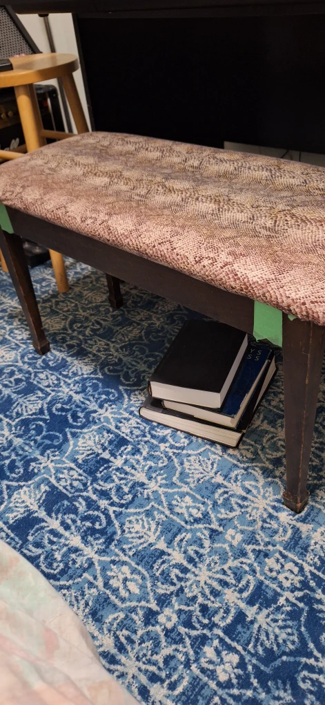 Bench with Snakeskin Print Upholstery - photo 3