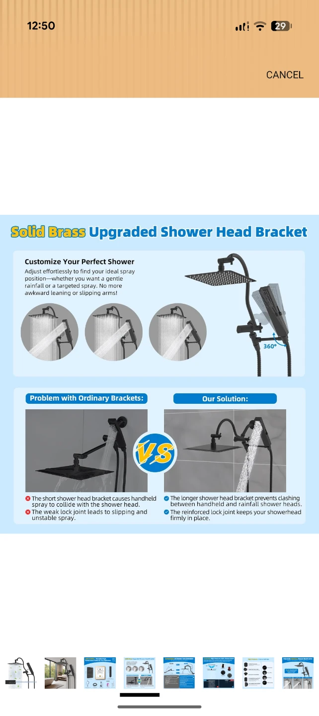 Black Shower Head Set with Handheld Sprayer - photo 5