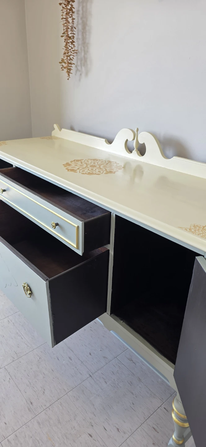 Vintage Blue and Cream Painted Sideboard/Buffet - photo 5