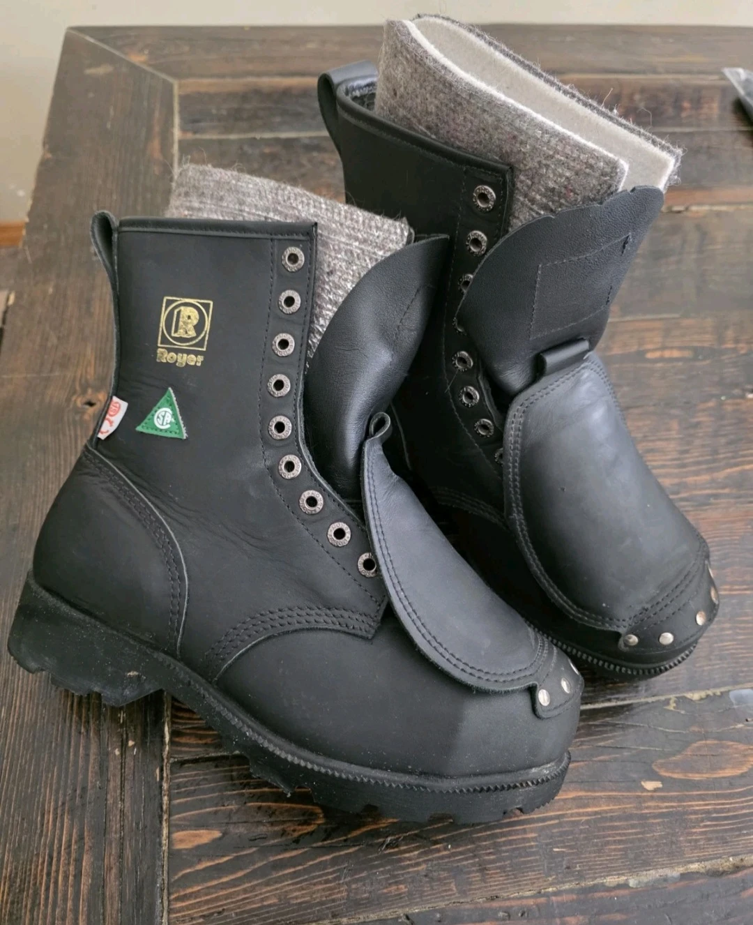 Royer Black Leather Insulated Work Boots Womens 8