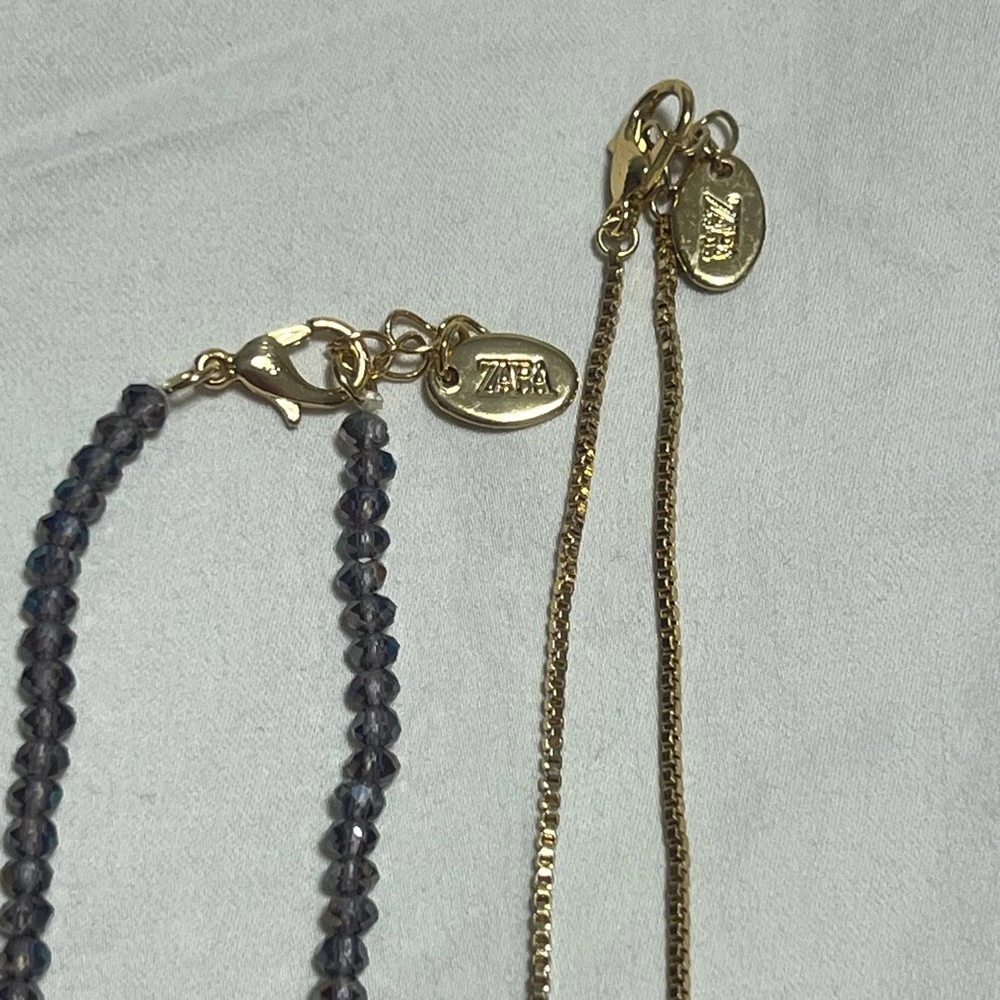 Zara Gold and Purple Pendant Necklace Set - photo 5