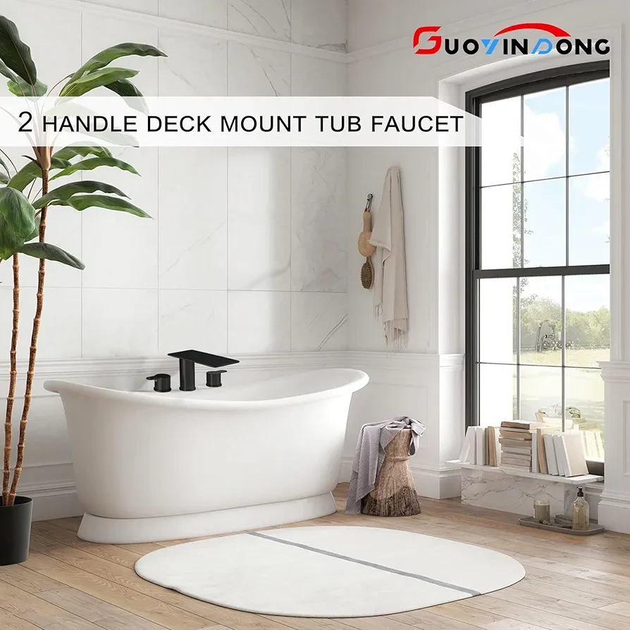 GUOYINDONG 2 Handle Roman Tub Faucet - Black - photo 3