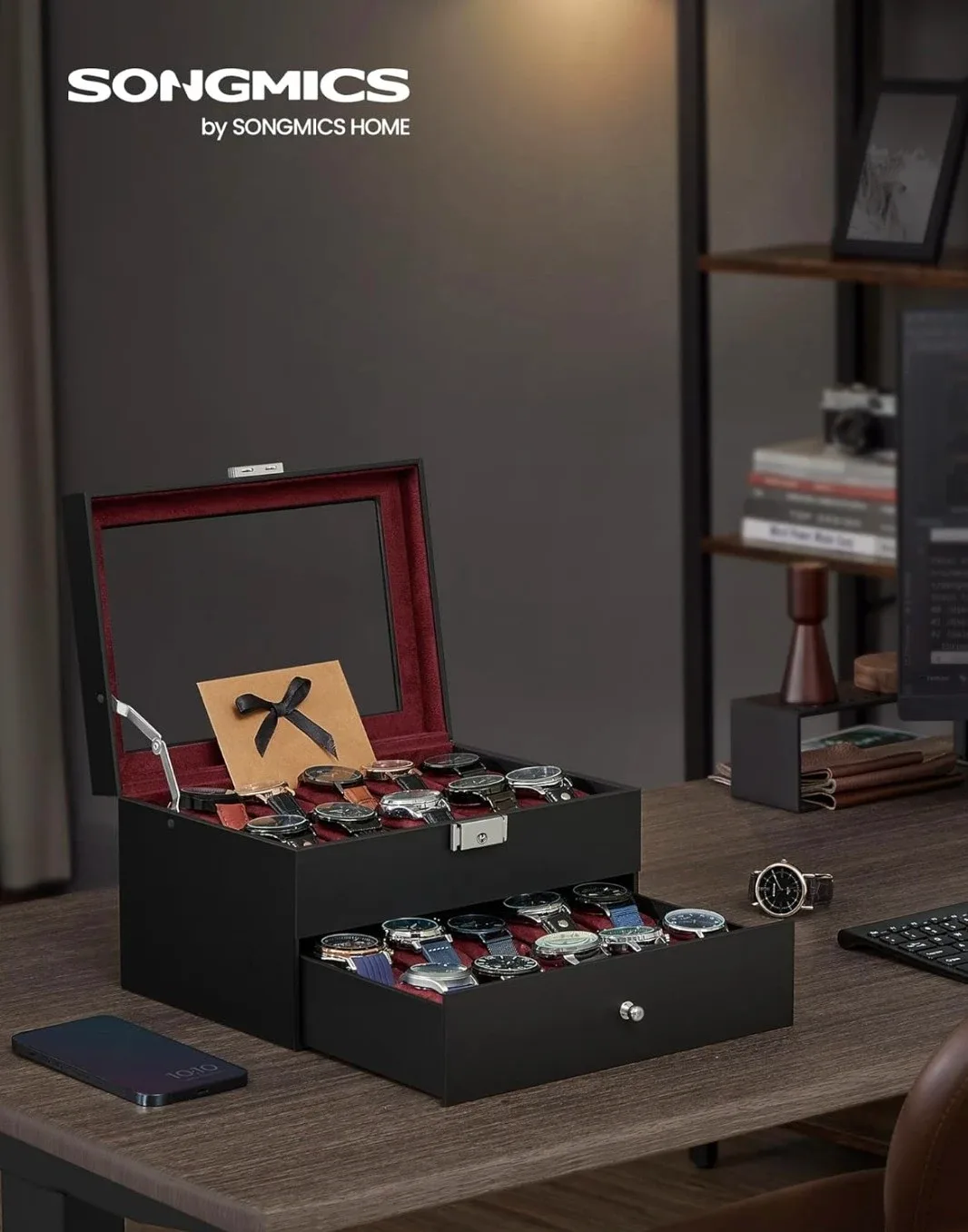 Songmics 20-Slot Watch Box Display Case - photo 5