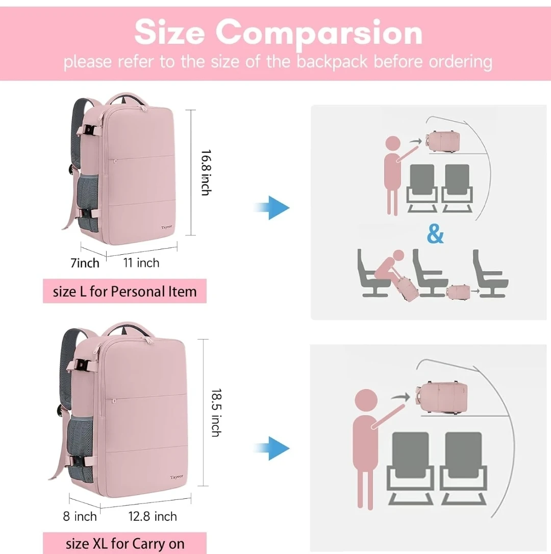 Taygeer Pink Travel Backpack 16.8" - Fits 15.6" Laptop - photo 5