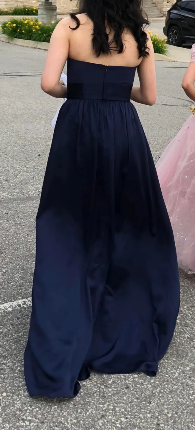 Navy Blue Strapless Formal Dress