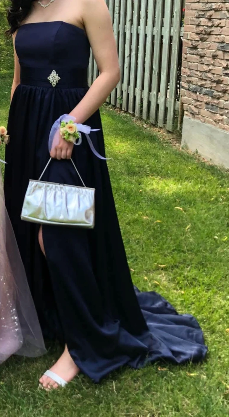 Navy Blue Strapless Formal Dress - photo 2