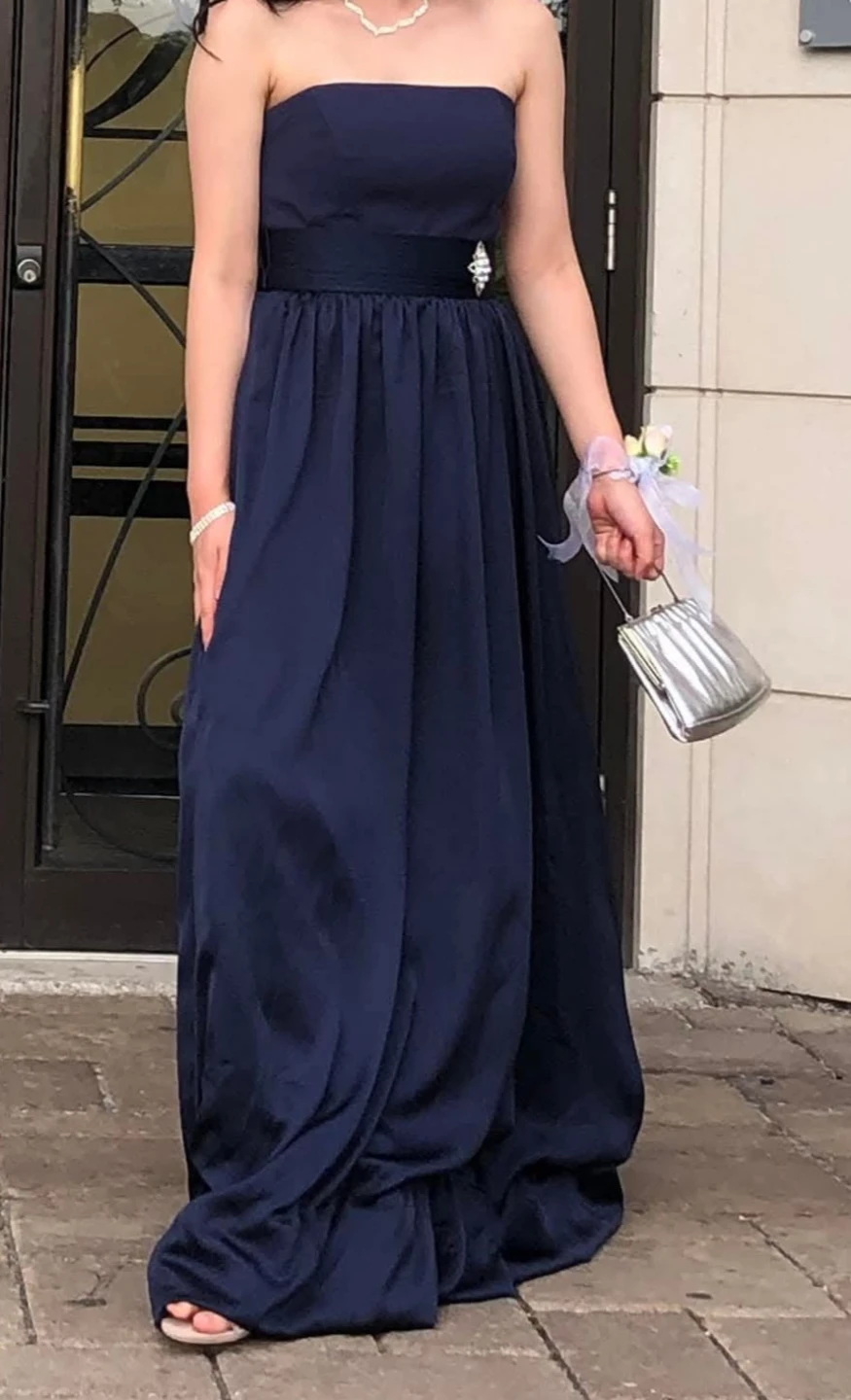 Navy Blue Strapless Formal Dress - photo 3